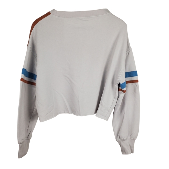SO Lounge Life Cropped Sweatshirt - Brown, White, and Blue. LG. E0075 - Picture 3 of 8